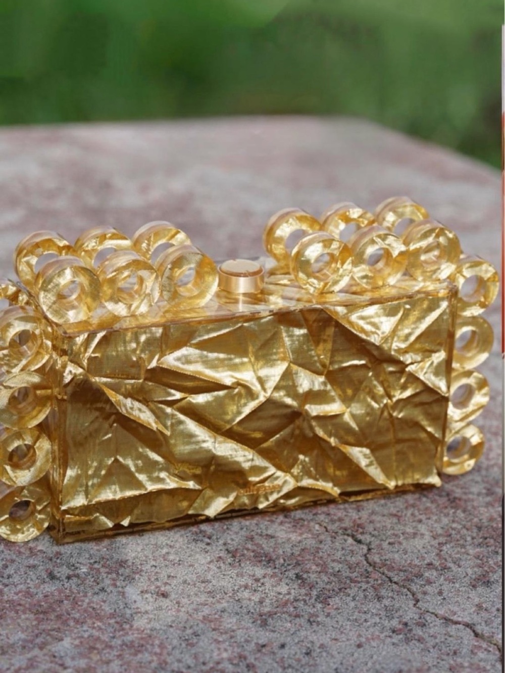 Cult Gaia Harlow Acrylic Clutch in Gold